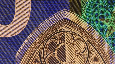 Close view of a part of banknotes, sequence of macro images. Partial view of  Stock Footage 122925398