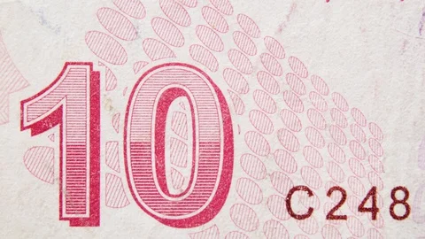 Close view of a part of banknotes, sequence of macro images. Partial view of  Stock Footage 128955560