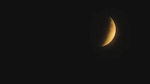 Close-up view of the partial eclipse of the moon. A rare astronomical phenomenon Stock Footage 318483431