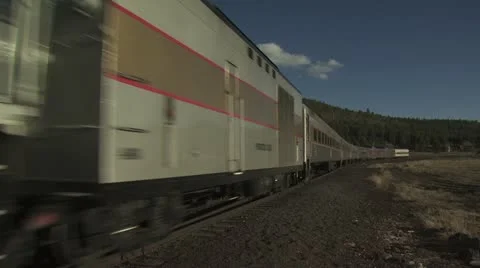 Close Up View of Passenger Train As It Quickly Passes By Video stock 18978175