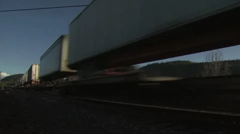 Close up View of a Passing Freight Train 2 Video stock 19048903