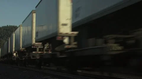 Close up View of a Passing Freight Train 3 Video stock 19048984