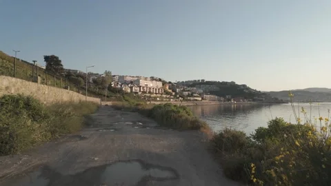 Close up view of a pathway on edge of sea Stock Footage 311115212