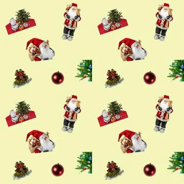 Close up view pattern of Christmas decoration isolated on yellow background. Stock Illustration