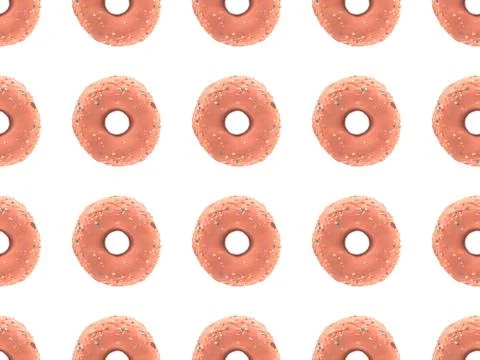Close-up view of pattern from delicious sweet doughnuts with sprinkles isolat Stock Photos
