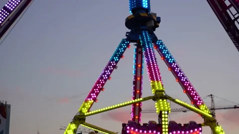 Close up view of pendulum ride in amusement park Stock Footage 179993789