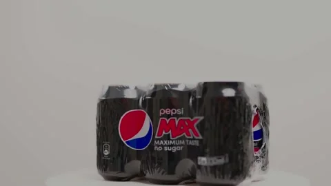 Close up view of Pepsi cola sugar free packaging isolated on white background. Stock Footage 166975113