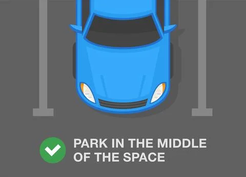 Close-up view of a perpendicular parking lot. Park your car in the middle. Ilustração Stock