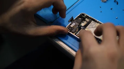 close view person hands fix motherboard Stock Video Pond5