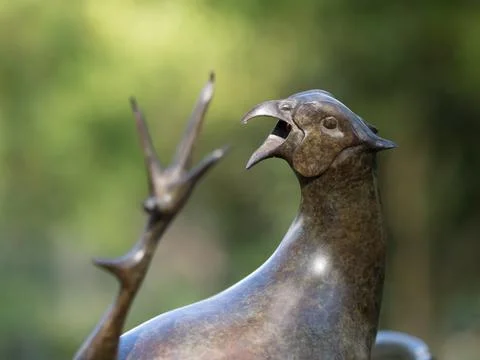 Close view of Pheasant by sculptor Simon Gudgeon on show in Dorset.Bronze Stock Photos