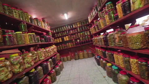 Close-up view of pickle shop Stock Footage 146851151