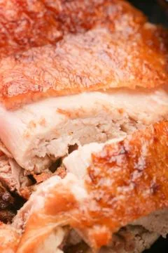 Close up view of a piece of roasted pork Stock Photos