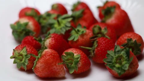 Close up view of a pile of strawberries Stock Footage 165992581