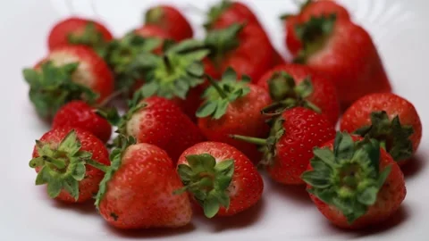 Close up view of a pile of strawberries Stock Footage 169873457