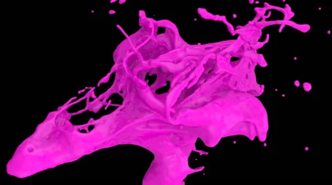 Close-up view of pink color splashing in slow motion, on black (FULL HD) 스톡 동영상 45109723