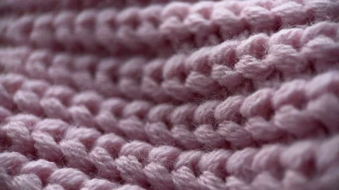 Close View Pink Knitted Fabric Slider Shot Stock Footage 234437670