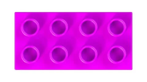 Close Up View of a Pink Plastic Lego Block Isolated on a White Background. Stock Illustration