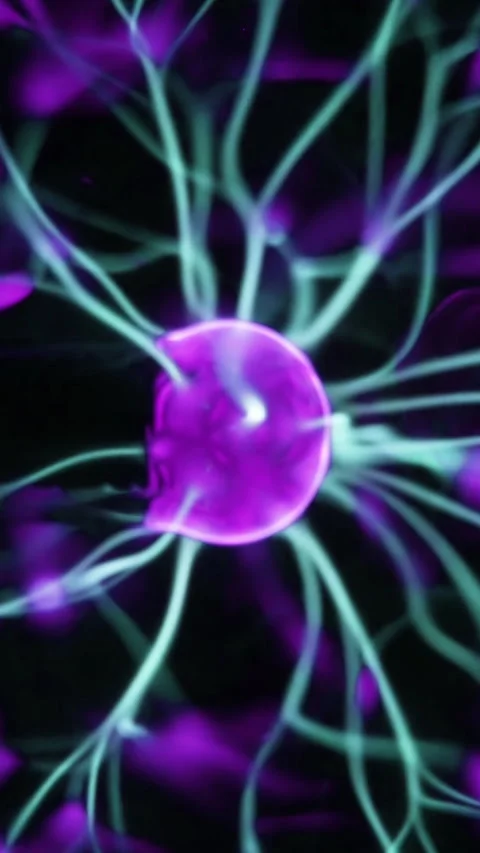 Close up view of plasma ball with many energy rays inside. Electricity and Stock Footage 276259813