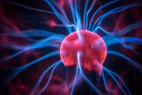 Close-up view on plasma ball. Physics concept. Stock Photos