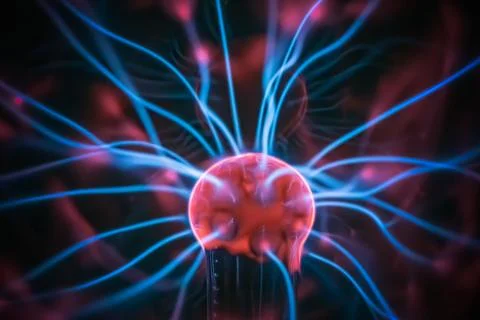 Close-up view on plasma ball. Physics concept. 库存照片