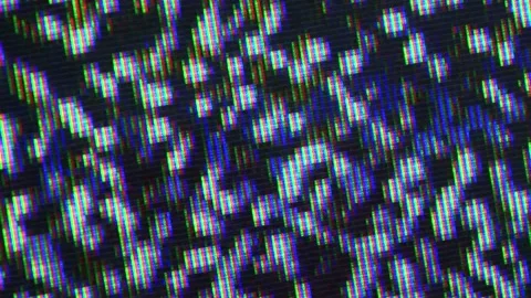 Close up view at a plasma tv while showing white noise Stock Footage 155661140