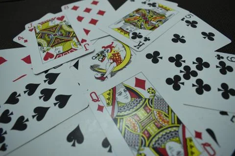 Close up view of playing cards set. Stock Photos