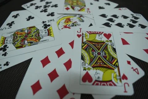 Close up view of playing cards set. Stock Photos
