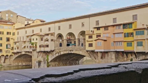 Close up view of Ponte Vecchio bridge in Florence Stock Footage 75887430