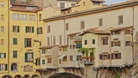 Close up view of Ponte Vecchio bridge in Florence Stock Footage 75887506
