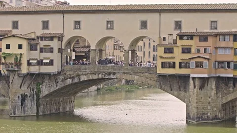 Close up view of Ponte Vecchio bridge in Florence Stock Footage 75887852