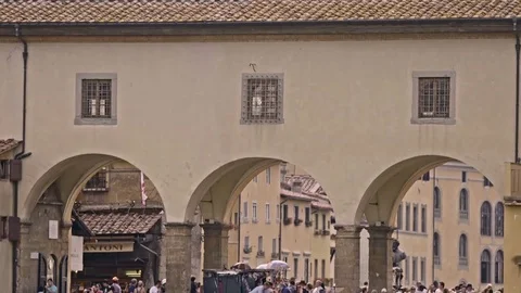 Close up view of Ponte Vecchio bridge in Florence Stock Footage 75887866