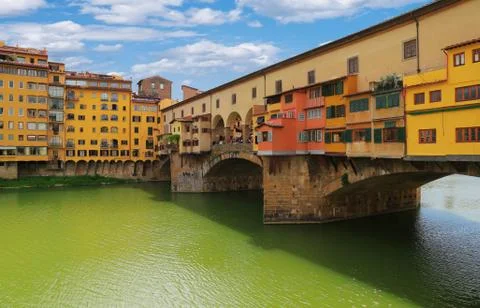 Close up view of Ponte Vecchio bridge in Florence, Italy Stock Photos