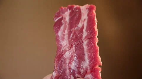 Close view pork chops, small chops and ribs (6) Stock Footage 202258631