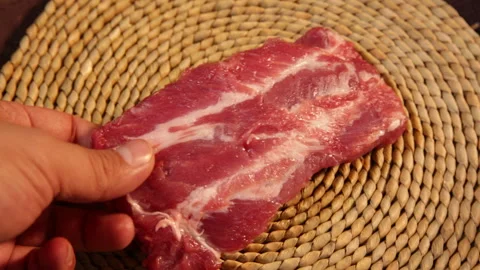Close view pork chops, small chops and ribs (1) Stock Footage 202258639