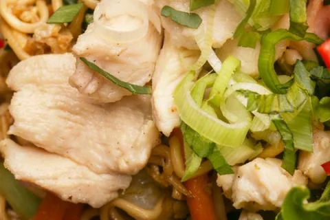 Close up view of pork with onion Stockfoto's