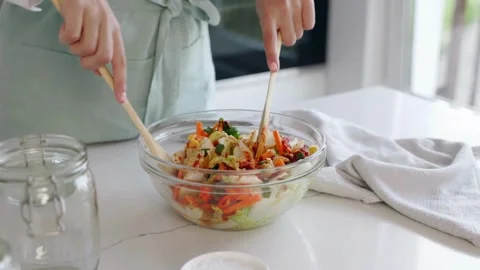 Close up view process of making kimchi, Korean traditional food, in big bow.. Stock Footage 272466167