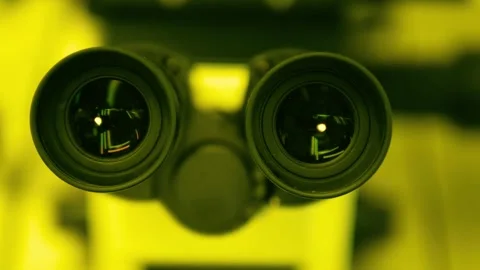 Close up view of professional microscope eye pieces in a laboratory Stock Footage 340356029