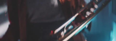 Close up view of a professional trumpeter playing and adjusting the trumpet Video stock 202309364