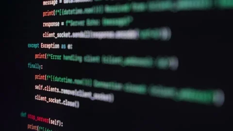 Close-up view of programming code displayed on a black screen Stock Footage 315983358
