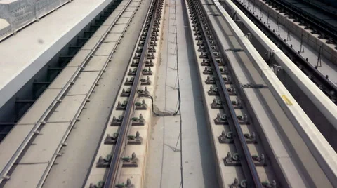 Close-up View on Railroad with Motion Stock Footage 57280788