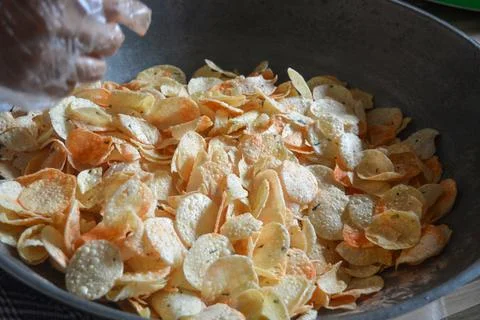 A close up view of raw cassava opaque, as a production material. Stock Photos