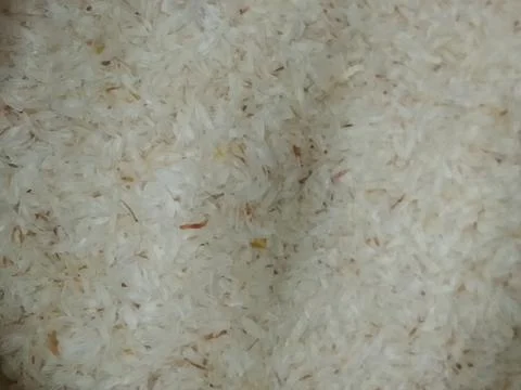 Close up view of raw uncooked white basmati rice grains Stock-Fotos