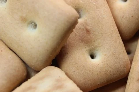 Close up view rectangular biscuits with small pores Stock Photos