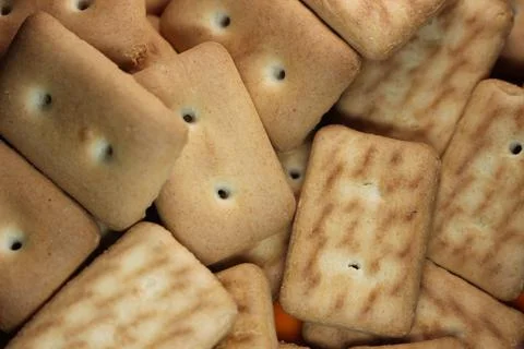 Close up view rectangular biscuits with small pores Stock Photos