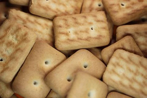 Close up view rectangular biscuits with small pores Stock Photos
