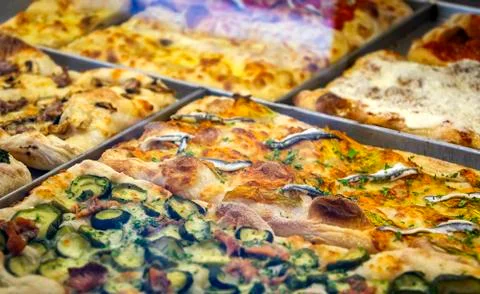 Close-up view of a rectangular pizza slice Foto stock