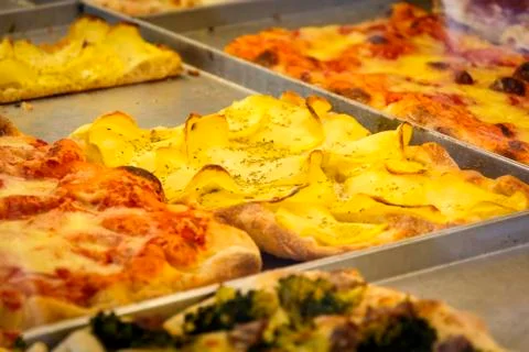 Close-up view of a rectangular pizza slice Foto stock