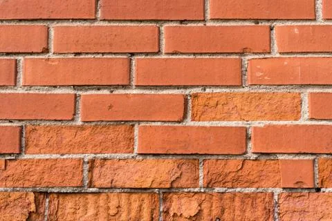 Close up view of of red brick wall Stock Photos