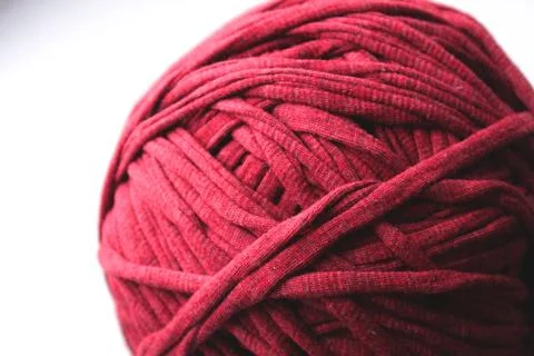 Close up view of red clew thread for knitting Stock Photos