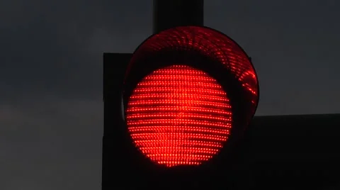 Close up view of red color on the traffic light.  00251 Stock Footage 48985430